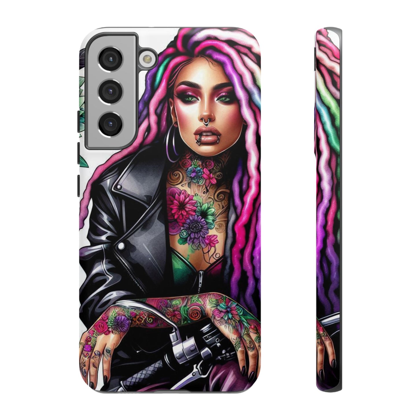 Neon Rebel – Vibrant Biker Queen Mobile Cover
