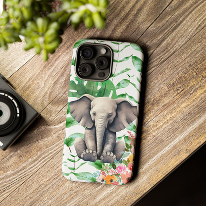 Cute Baby Elephant Mobile Cover – Floral & Tropical Aesthetic