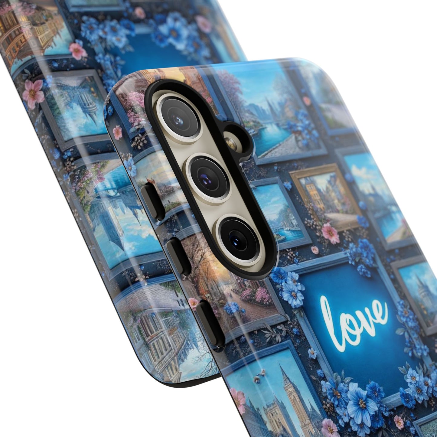 Blue Floral Love Frame Phone Case