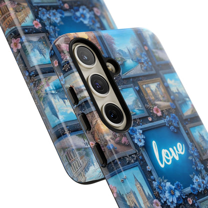 Blue Floral Love Frame Phone Case