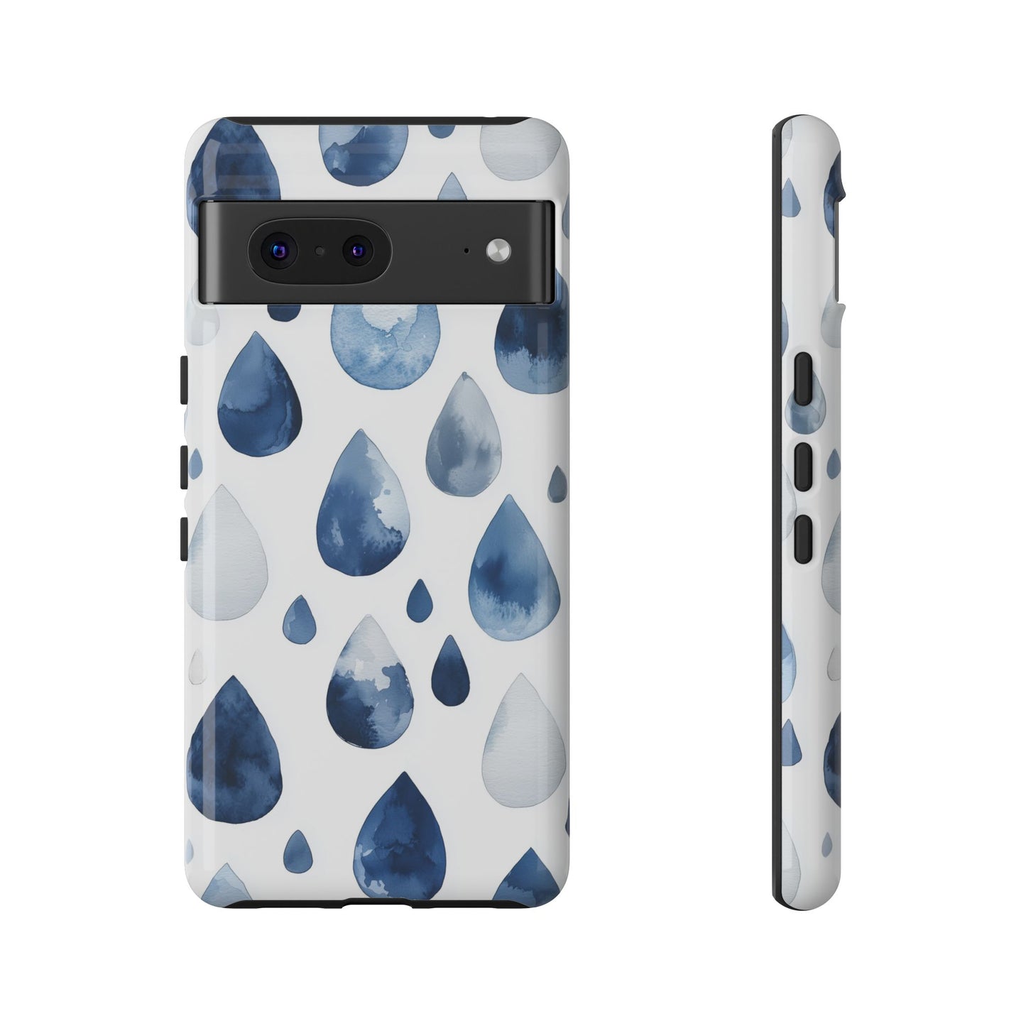 Indigo Rain Drops Watercolor Phone Case for iPhone, google Pixel & Samsung