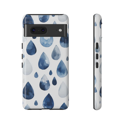 Indigo Rain Drops Watercolor Phone Case for iPhone, google Pixel & Samsung