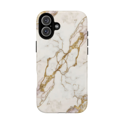 Elegant White and Gold Marble Case Design