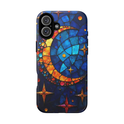 Celestial Crescent: Moon and Stars in Color