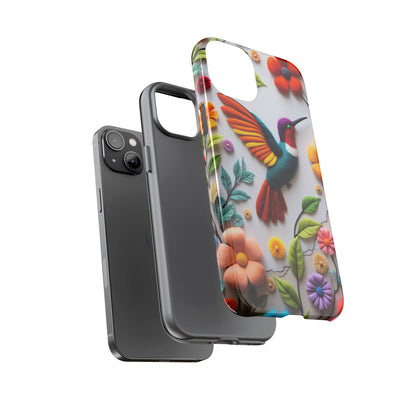 Embroidered Hummingbird with Floral Design | Nature's Elegant Stitch | iPhone 16 Pro