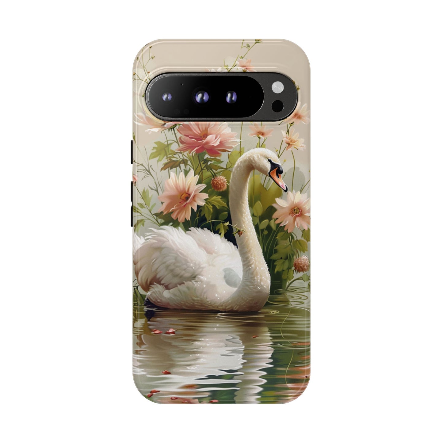 Floral Swan Phone Case – Bird Phone Case, Elegant & Protective for iPhone, Samsung & Google Pixel