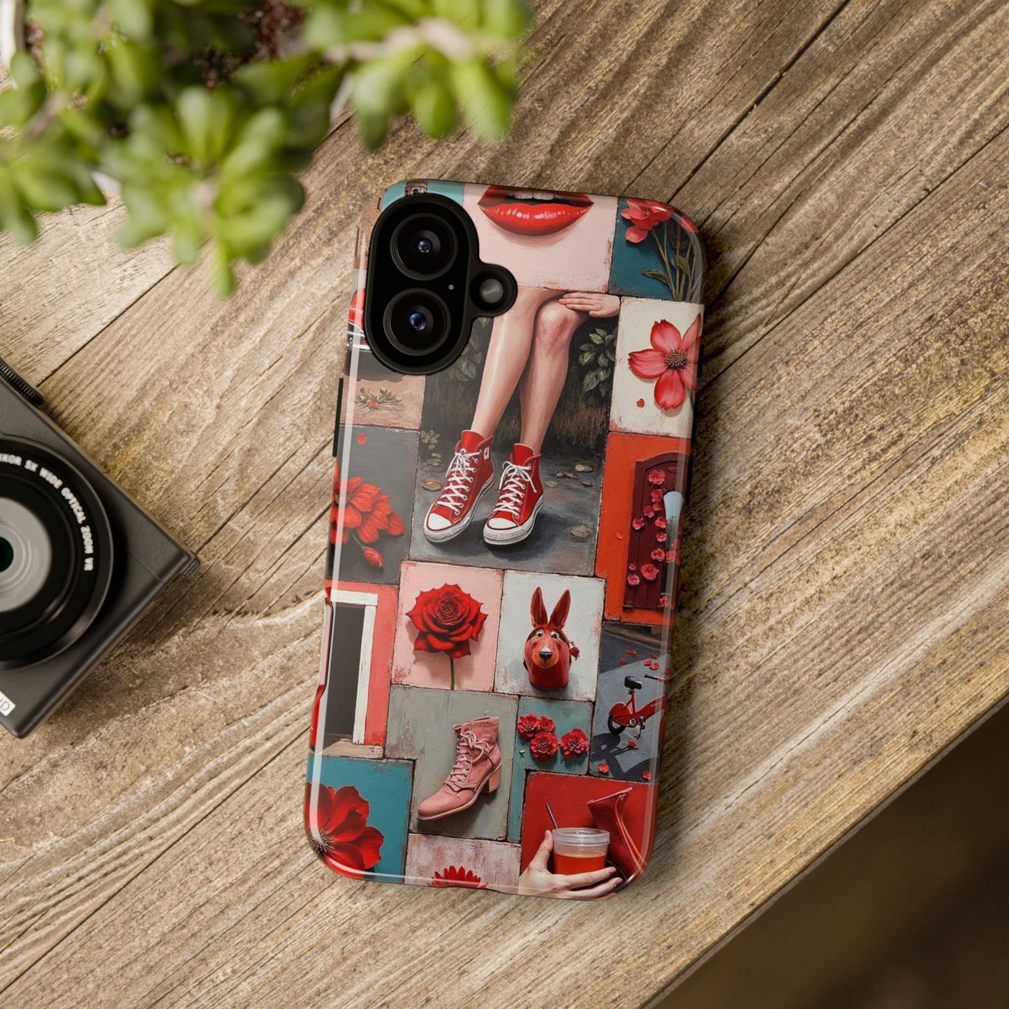 Red Sneakers & Roses Collage Phone Case
