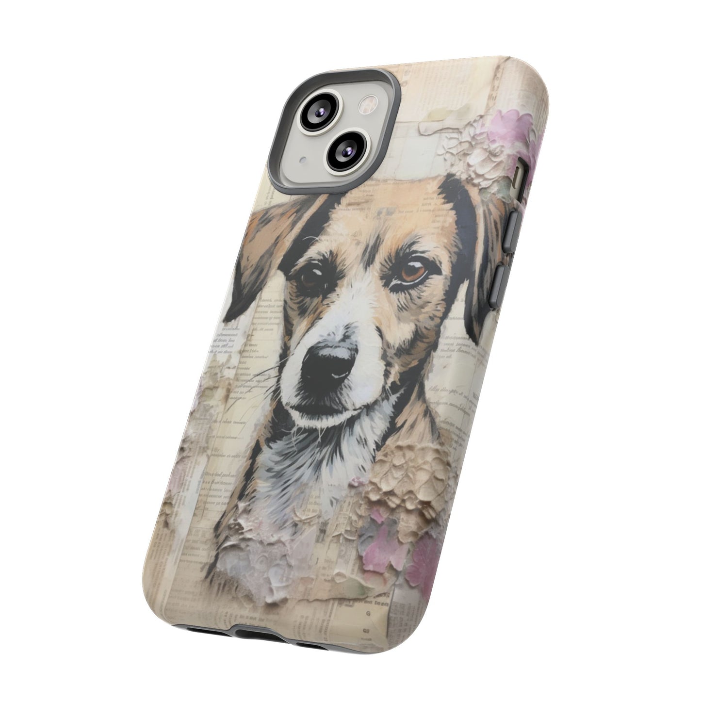 Vintage Collage Dog Portrait Mobile Cover – Artistic Mixed Media Design