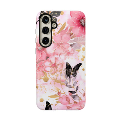 Pink Blossom & Gold Butterfly Mobile Case
