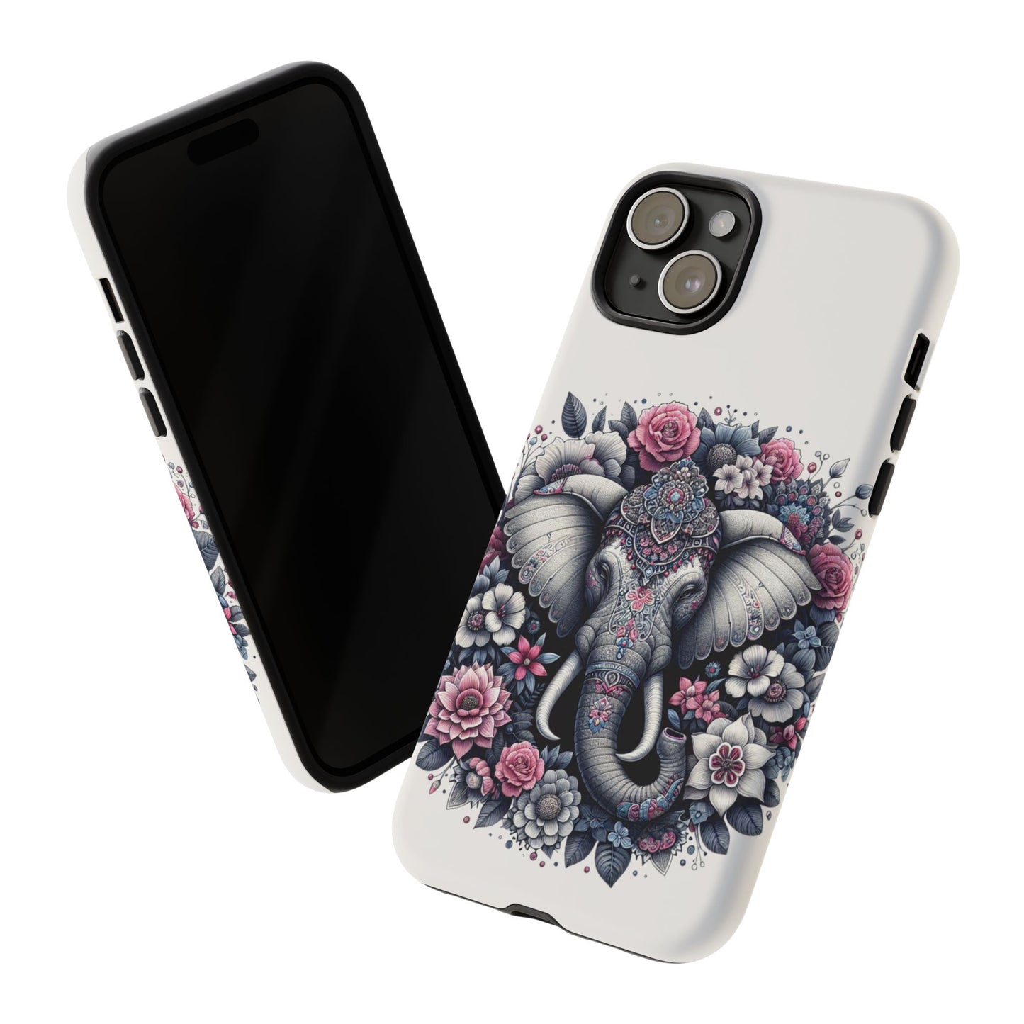 Ornate Floral Elephant Mobile Cover – Elegant Bohemian Art