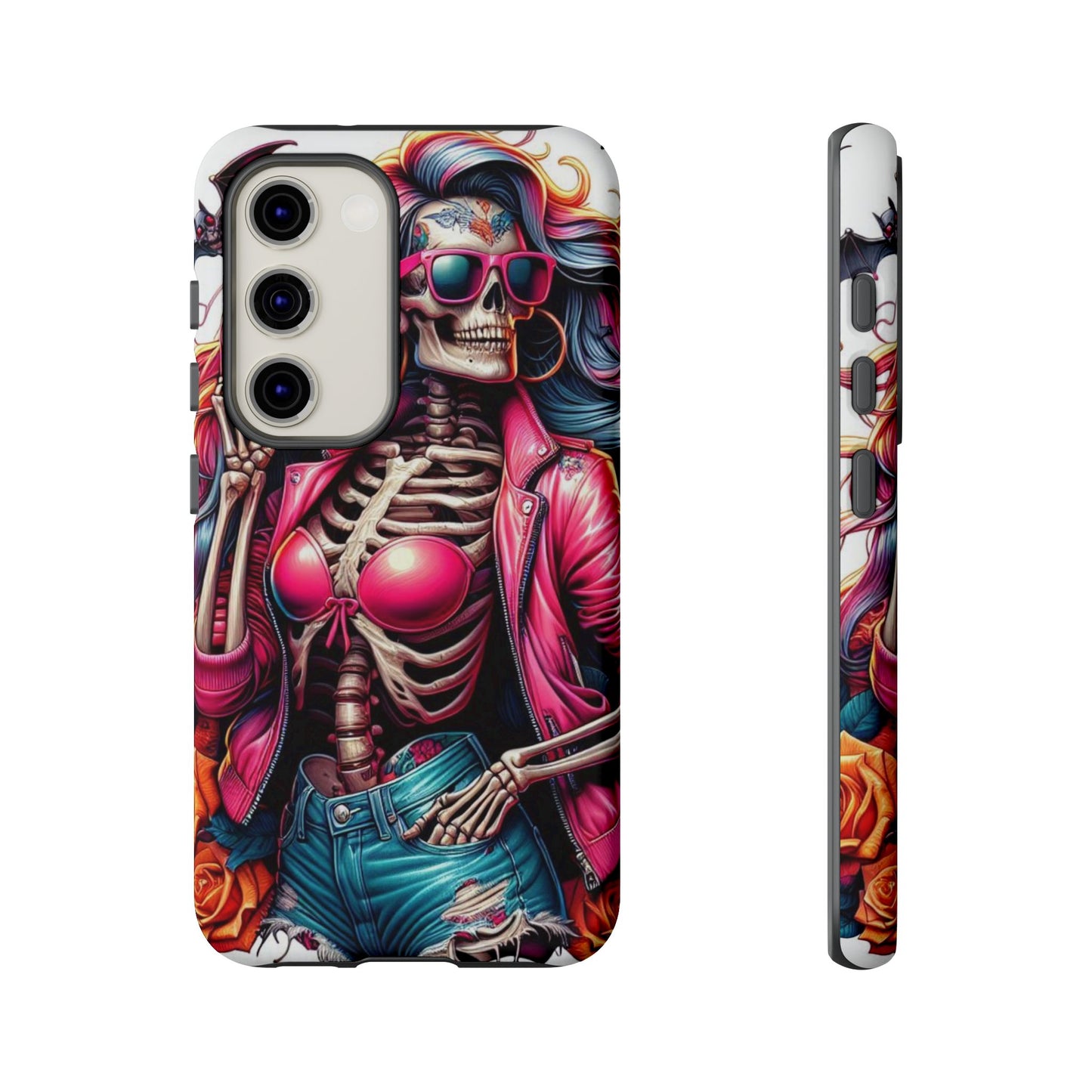 Neon Bones – Retro Skeleton & Vibrant Punk Aesthetic Mobile Cover