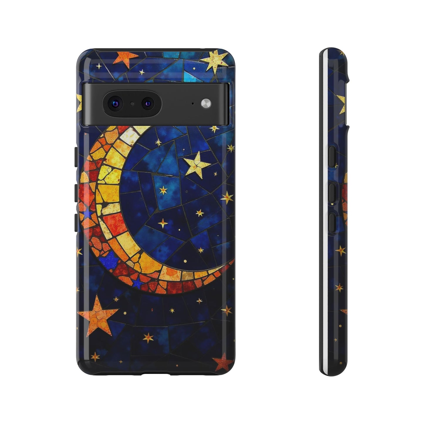 Celestial Crescent: Vibrant Moon and Stars Phone Case
