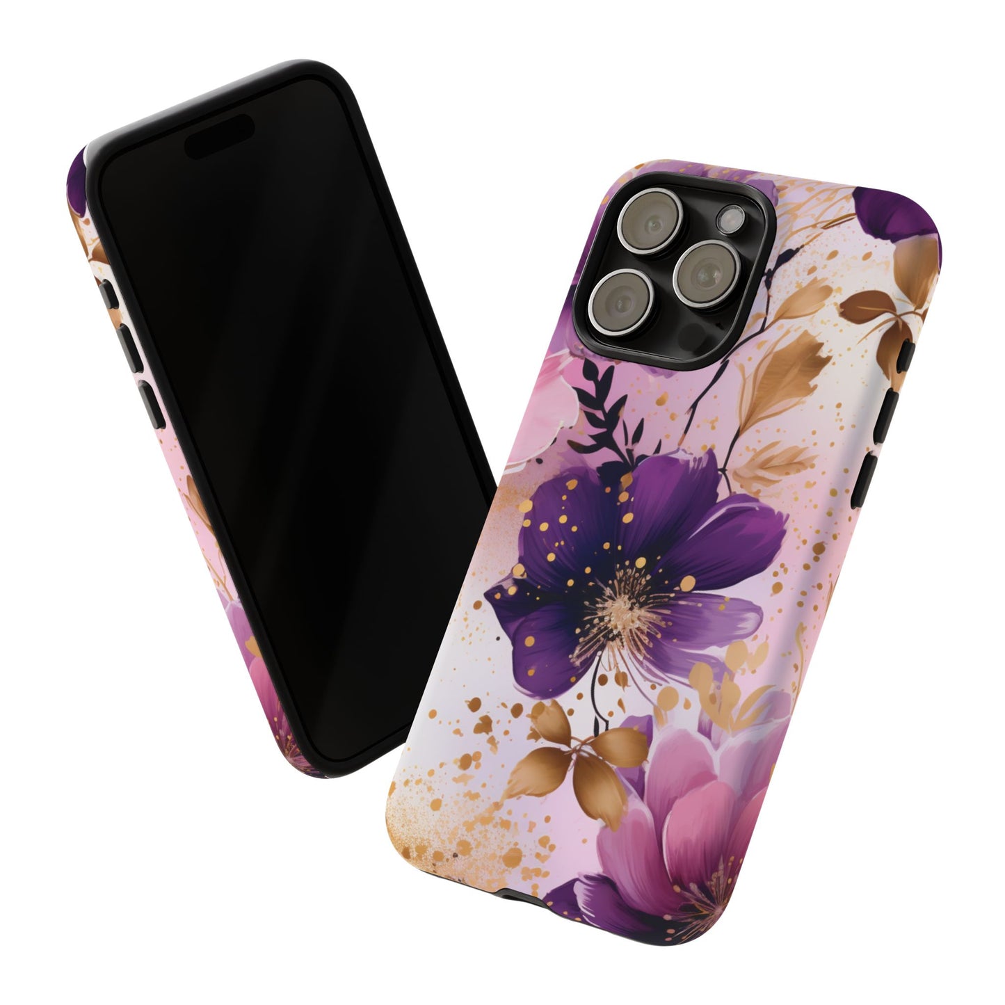 Luxury Purple & Gold Floral Aesthetic Mobile Case