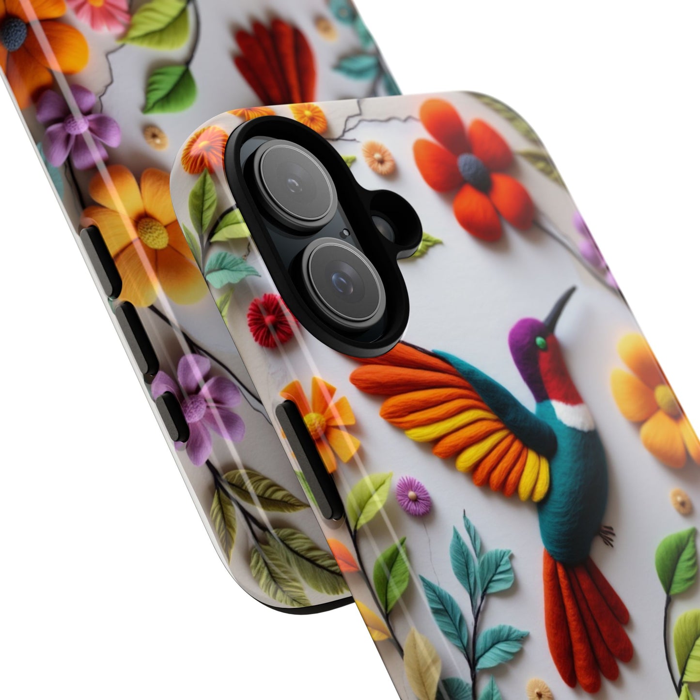 Embroidered Hummingbird with Floral Design | Nature's Elegant Stitch