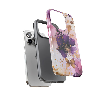 Luxury Purple & Gold Floral Aesthetic Mobile Case