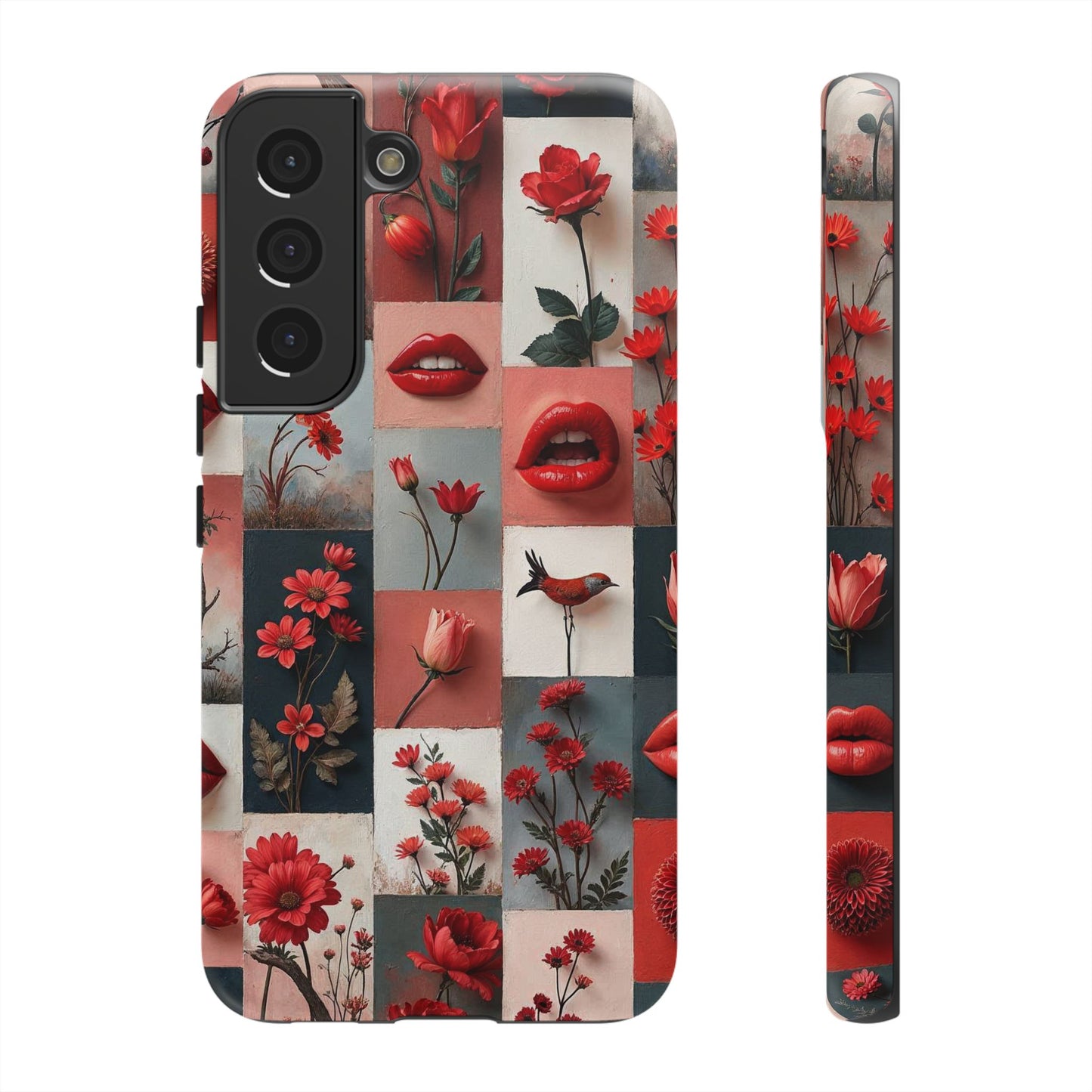 Red Flowers & Lips Collage Phone Case