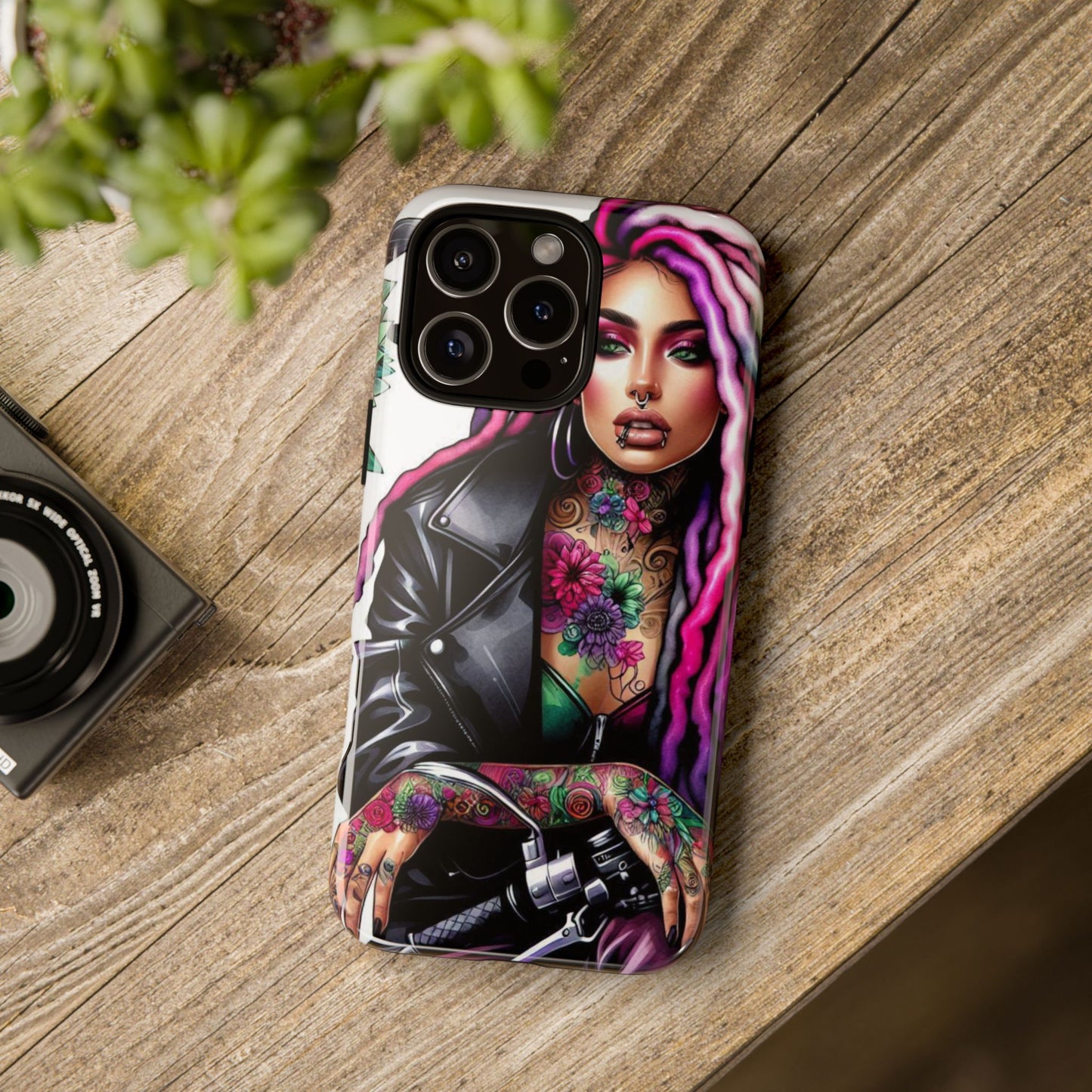 Neon Rebel – Vibrant Biker Queen Mobile Cover