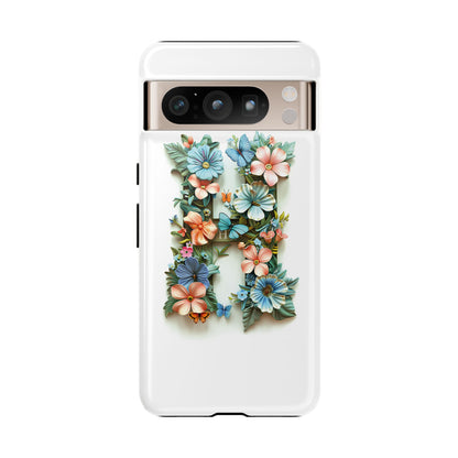 Floral Letter H Phone Case – Personalized Aesthetic Cover for iPhone, Samsung & Google Pixel