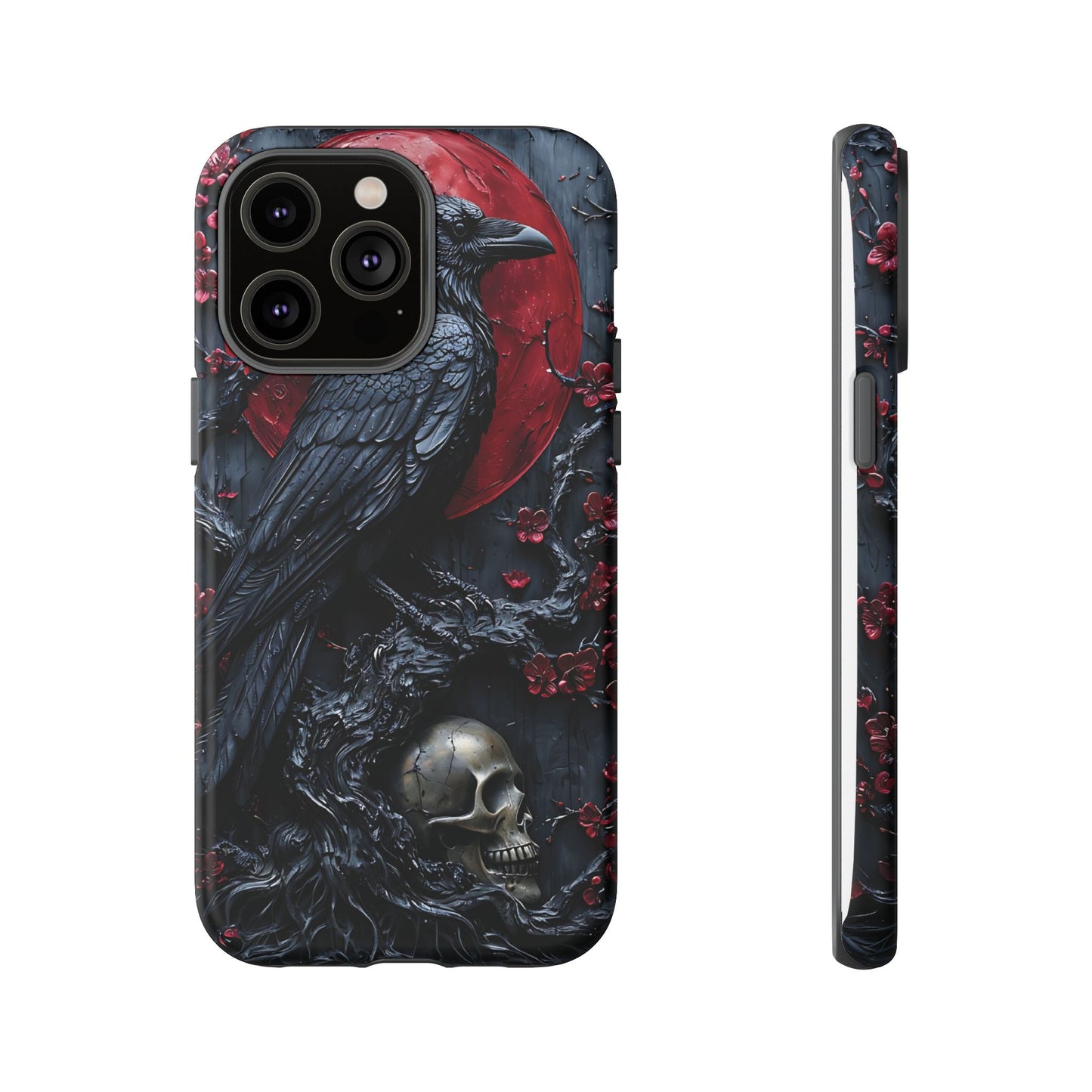 Gothic Sculpture Of Raven On Charcoal Tree Branch phone case design