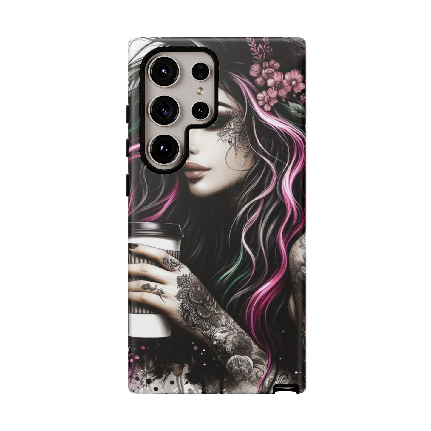 Tattooed Serenity – Gothic Coffee Lover Mobile Cover