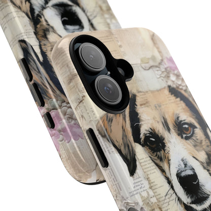 Vintage Collage Dog Portrait Mobile Cover – Artistic Mixed Media Design