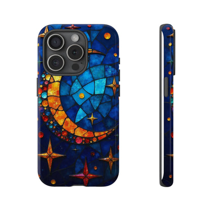 Celestial Crescent: Moon and Stars in Color