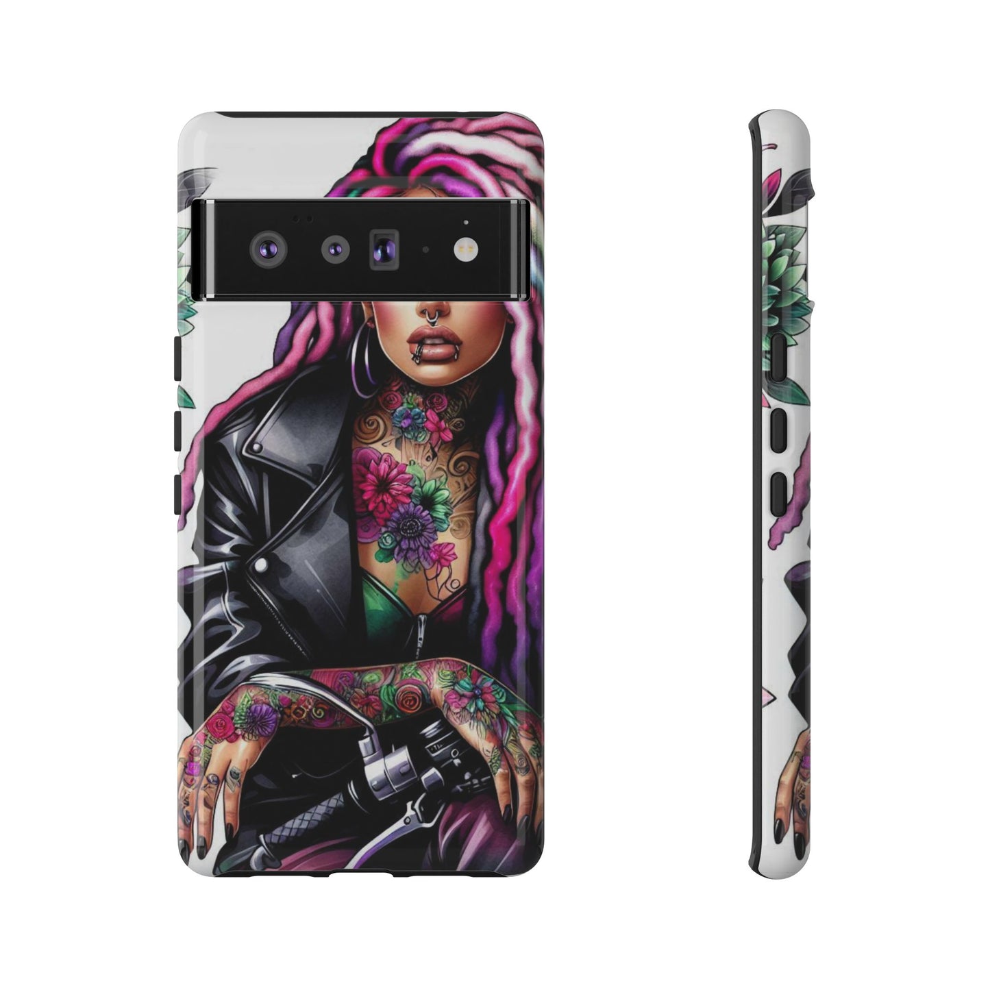 Neon Rebel – Vibrant Biker Queen Mobile Cover
