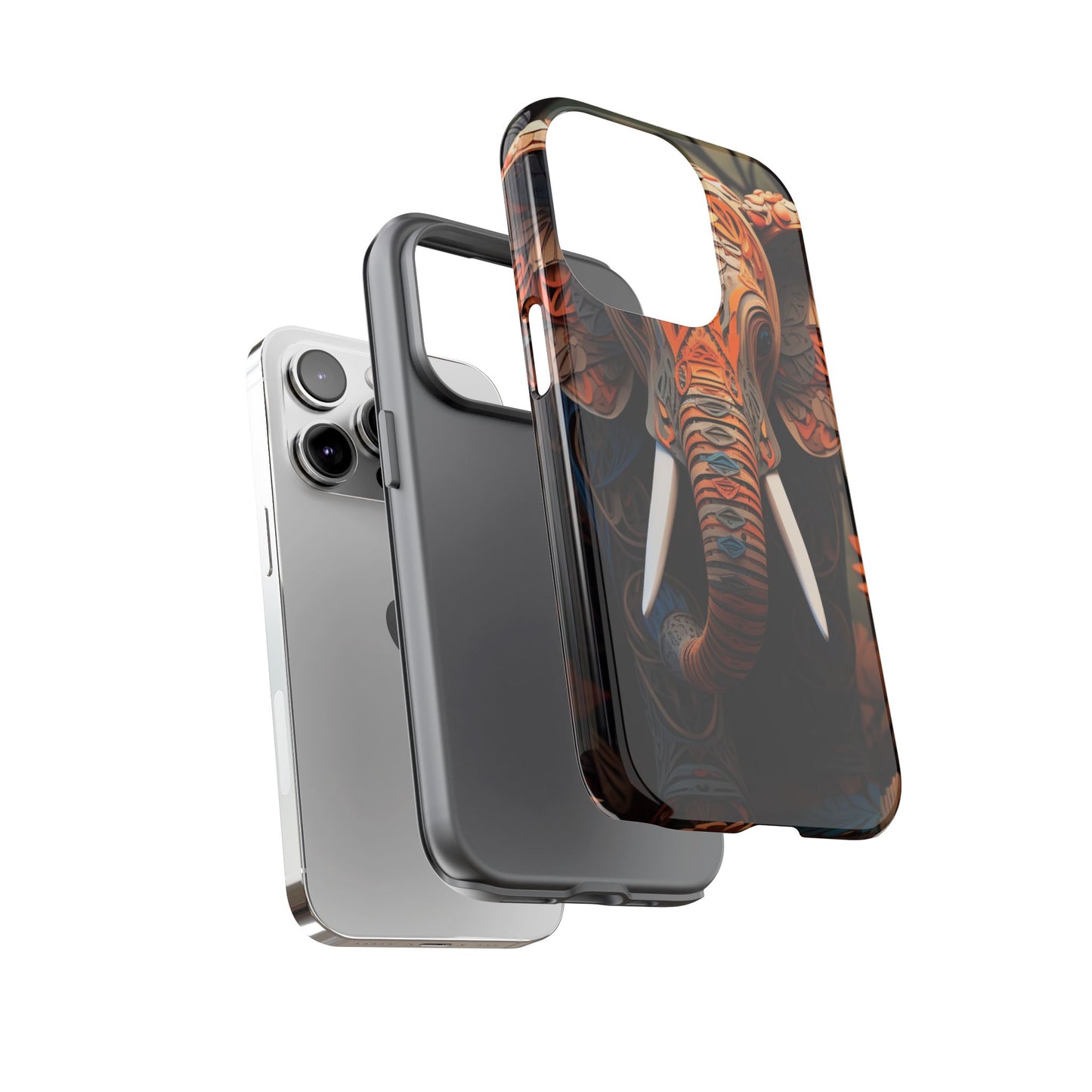 Elegant Artistic Elephant Mobile Cover – Intricate Paper-Cut Design