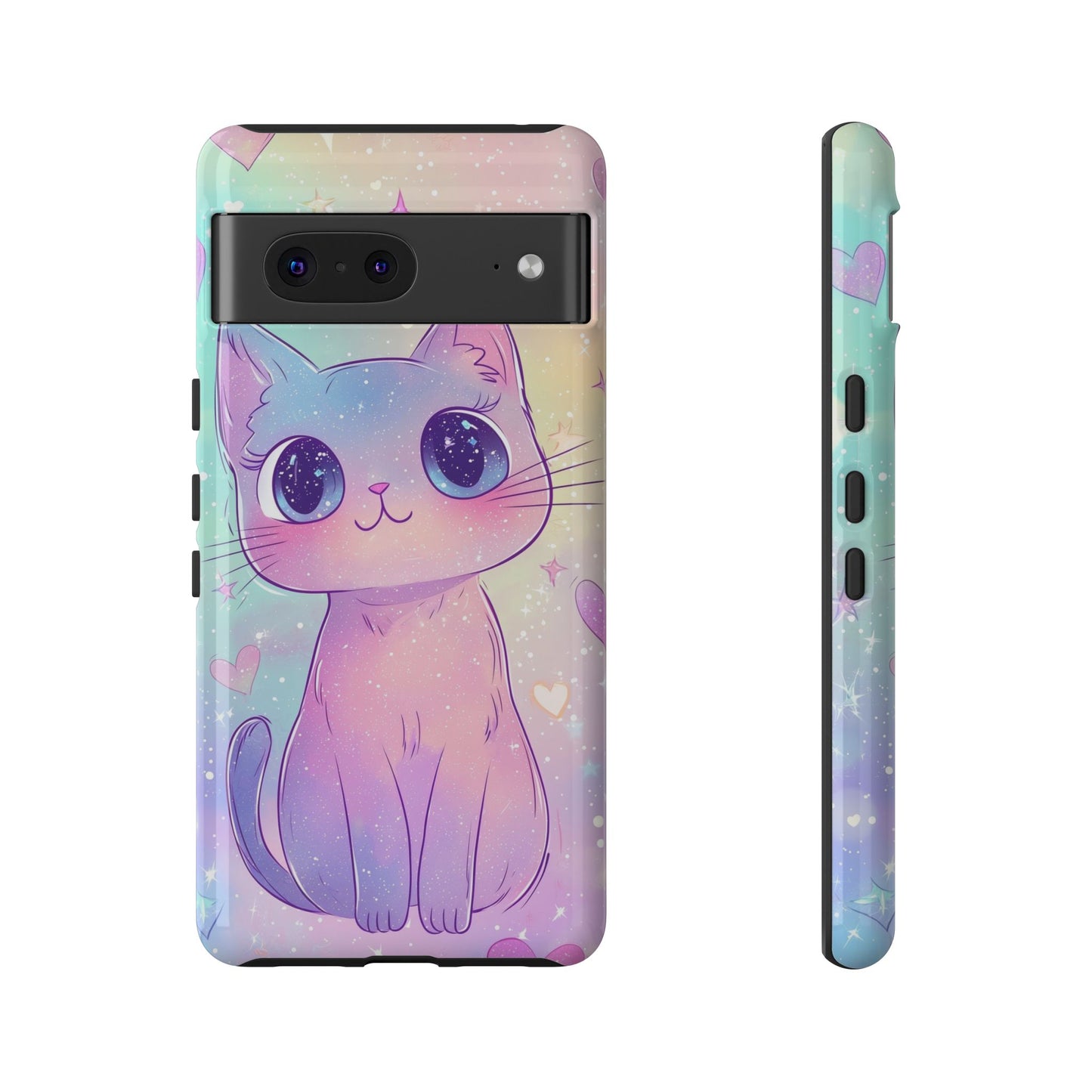 Cosmic Cat Phone Case – Sparkly Anime Aesthetic for iPhone, Google Pixel & Samsung