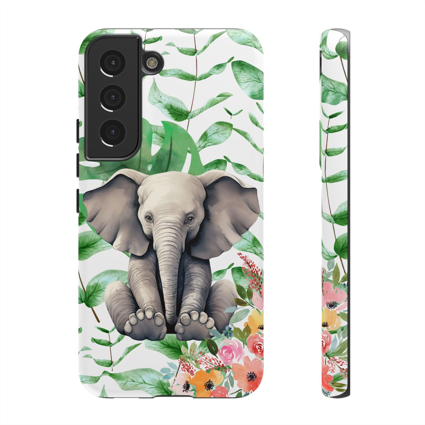 Cute Baby Elephant Mobile Cover – Floral & Tropical Aesthetic