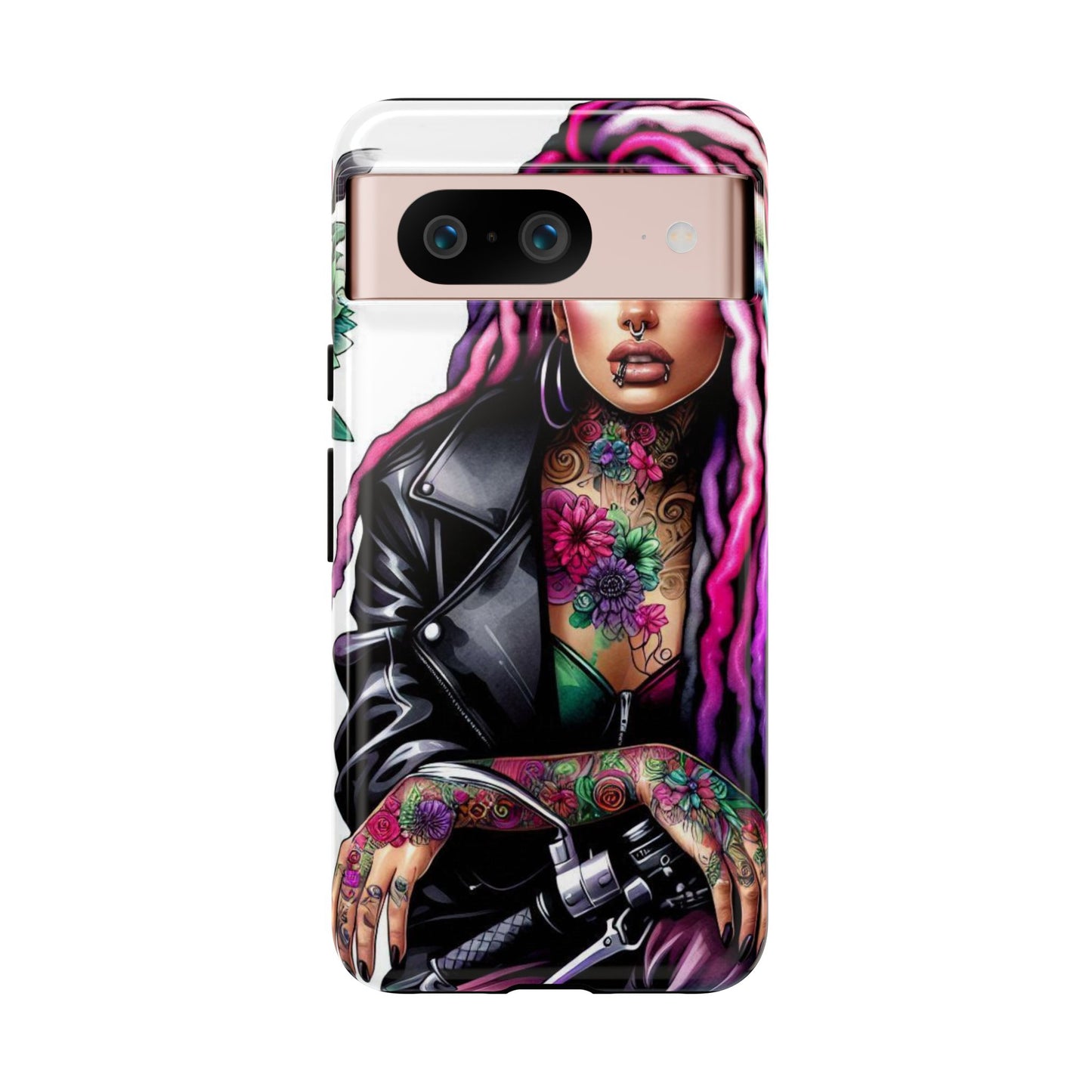 Neon Rebel – Vibrant Biker Queen Mobile Cover