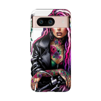 Neon Rebel – Vibrant Biker Queen Mobile Cover