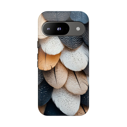 Layered Feather Elegance Phone Case – Black, White & Beige for iPhone, Samsung & Google Pixel