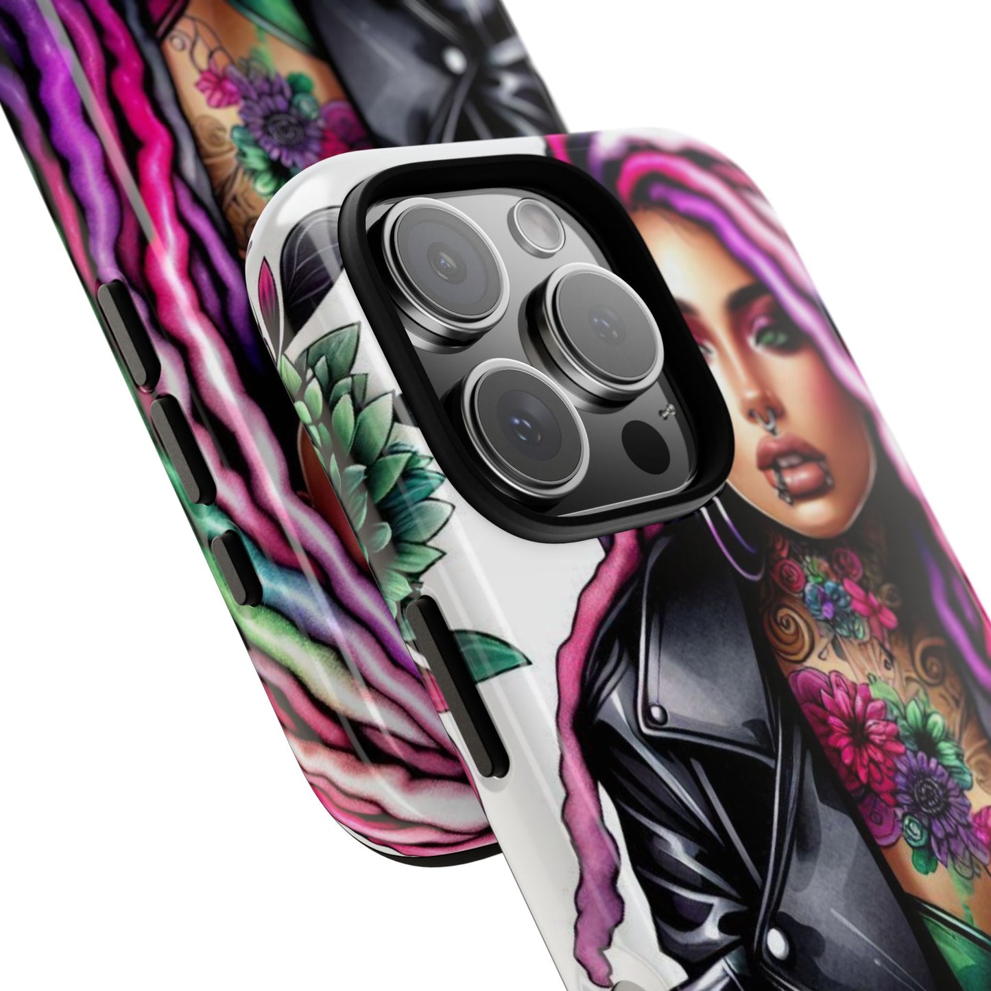 Neon Rebel – Vibrant Biker Queen Mobile Cover