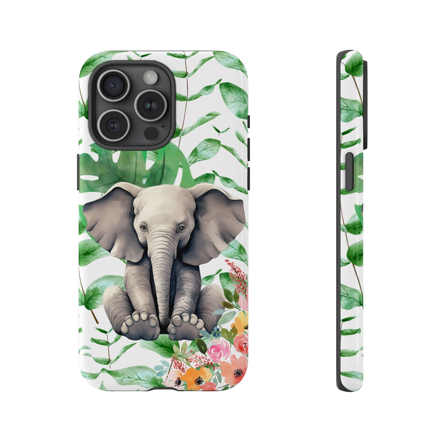 Cute Baby Elephant Mobile Cover – Floral & Tropical Aesthetic