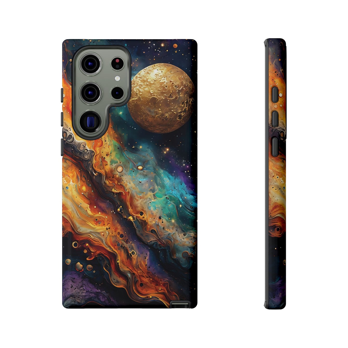 Cosmic Abstract Artwork With Dynamic Swirling Fluid Patterns phone case design.