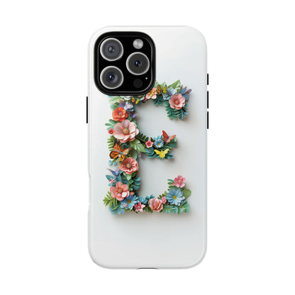 Floral Letter E Phone Case – Personalized Aesthetic Cover for iPhone, Samsung & Google Pixel