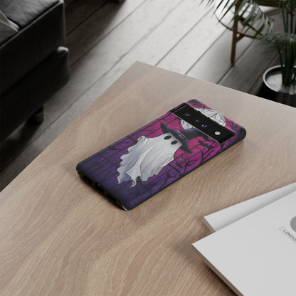 Stylized Halloween Illustration of a Ghost in Stained Glass  phone case design.
