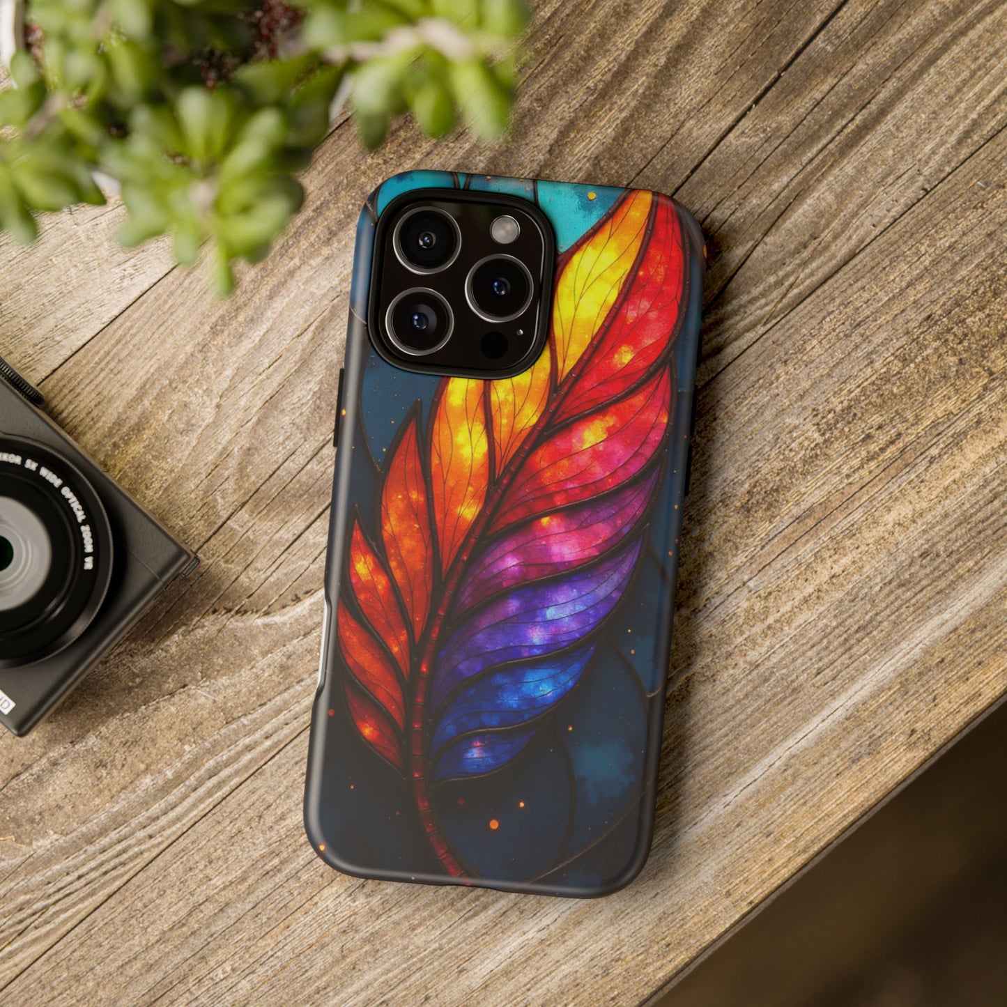 Vivid Feather: Stained Glass Abstract Art