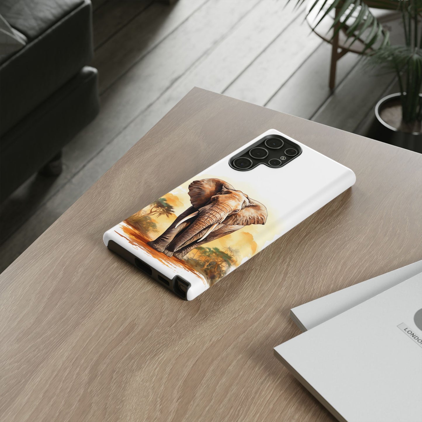 Safari Elephant Watercolor Mobile Cover – Majestic Wildlife Art