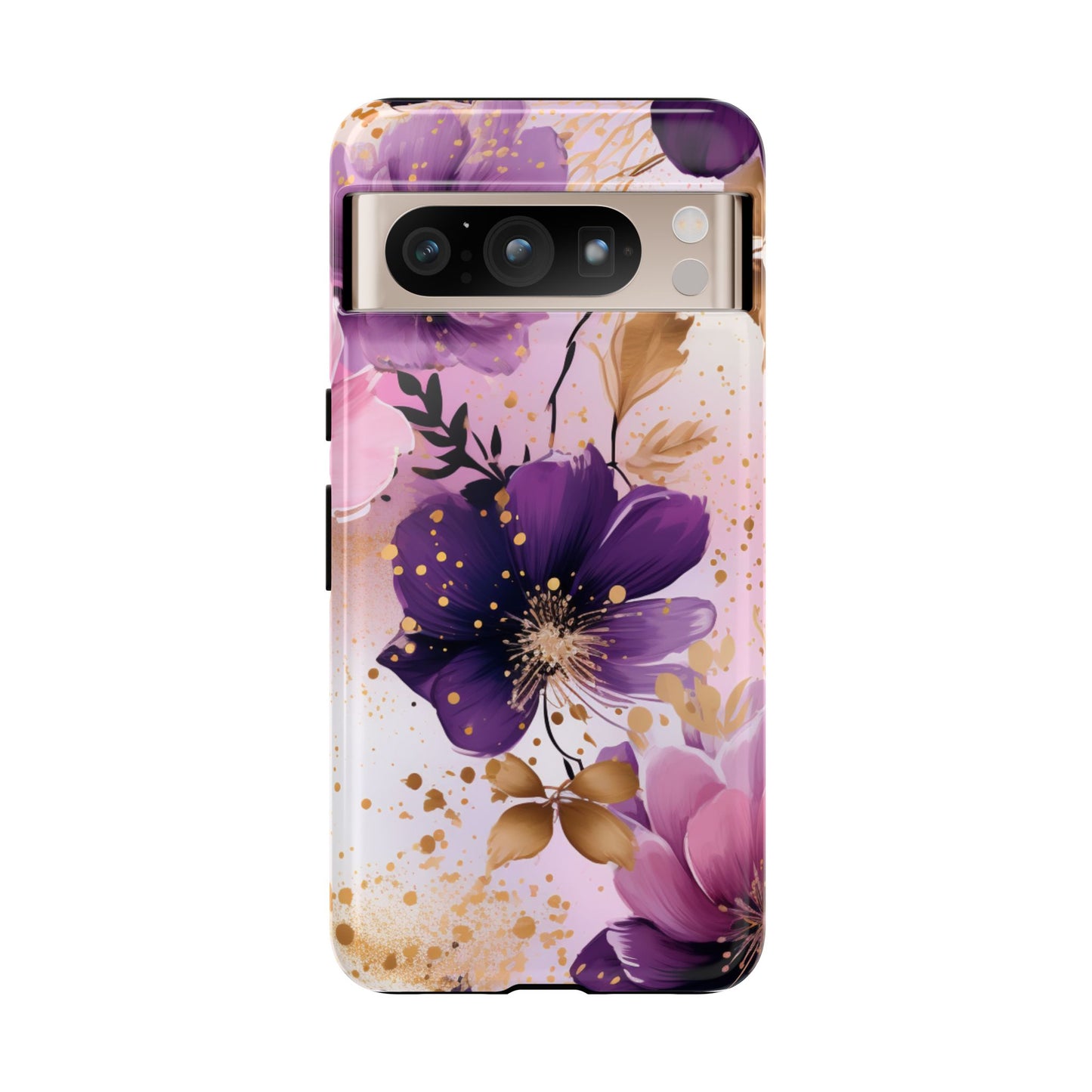 Luxury Purple & Gold Floral Aesthetic Mobile Case