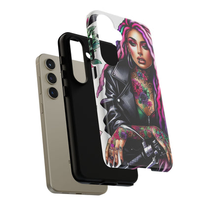 Neon Rebel – Vibrant Biker Queen Mobile Cover