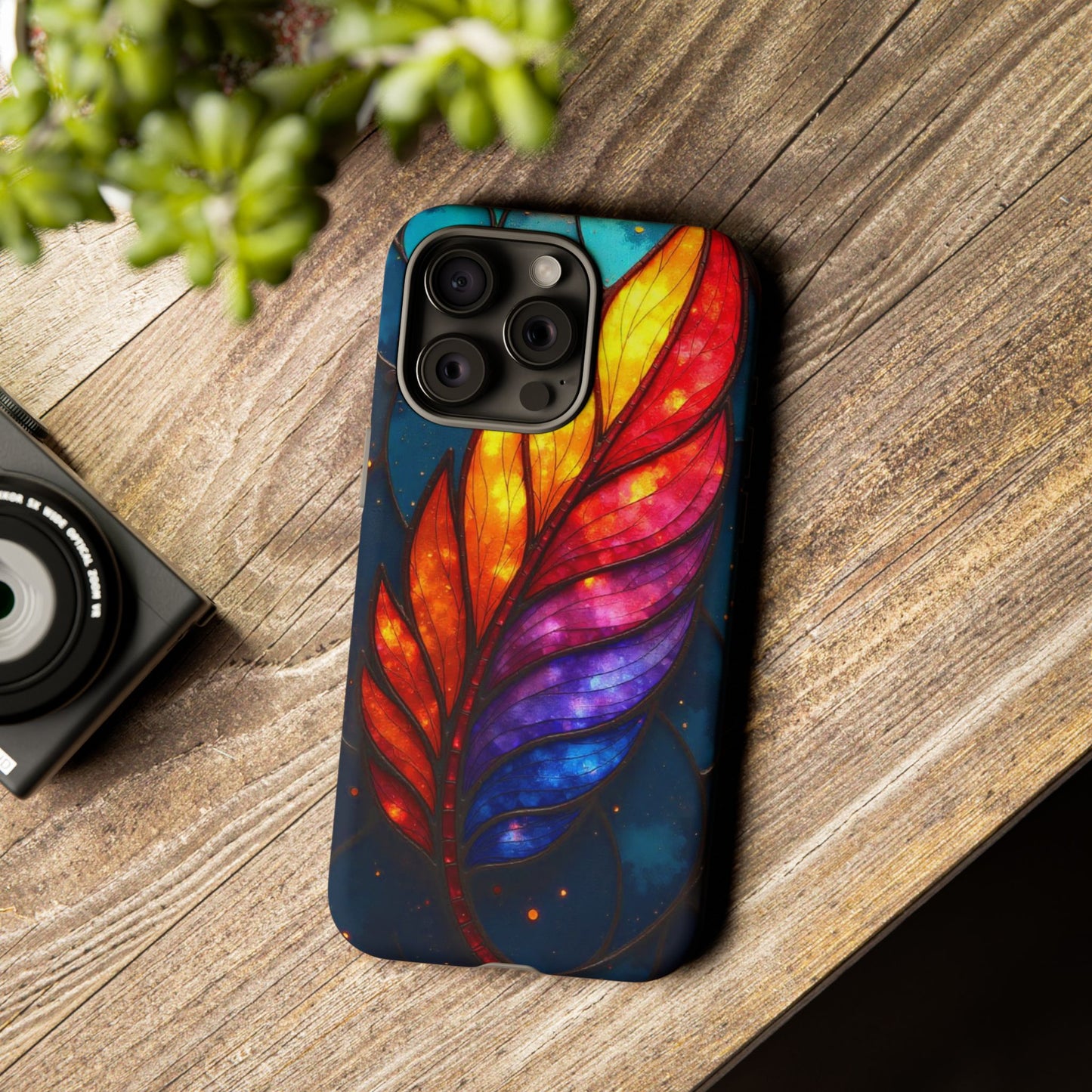 Vivid Feather: Stained Glass Abstract Art
