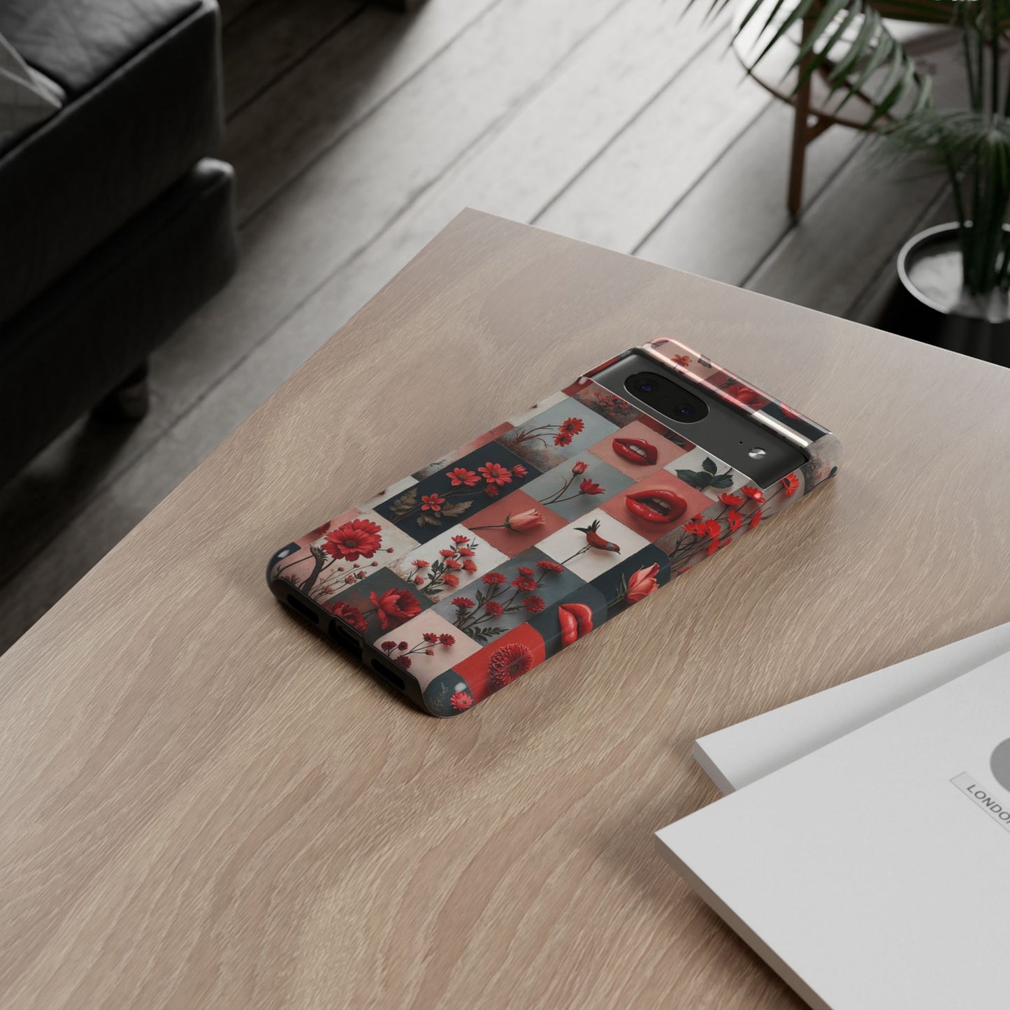Red Flowers & Lips Collage Phone Case