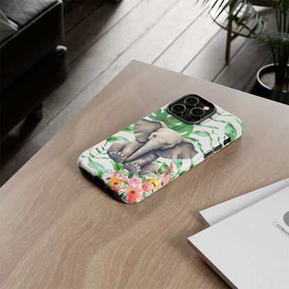 Cute Baby Elephant Mobile Cover – Floral & Tropical Aesthetic
