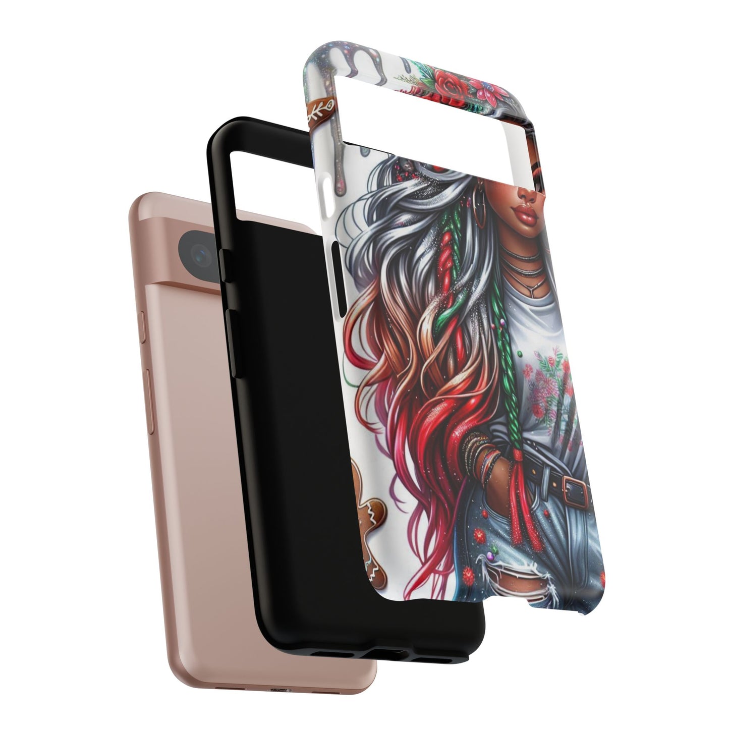 Festive Boho Queen – Holiday Glow & Candy Cane Braids Mobile Cover