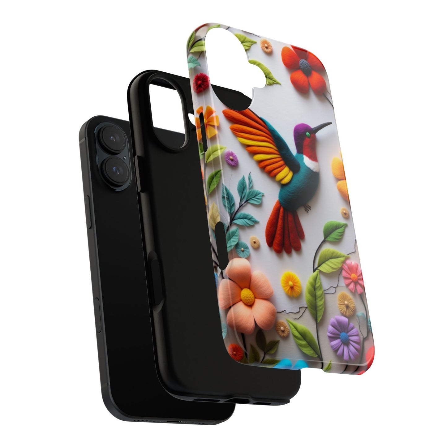 Embroidered Hummingbird with Floral Design | Nature's Elegant Stitch | iPhone 16 Pro