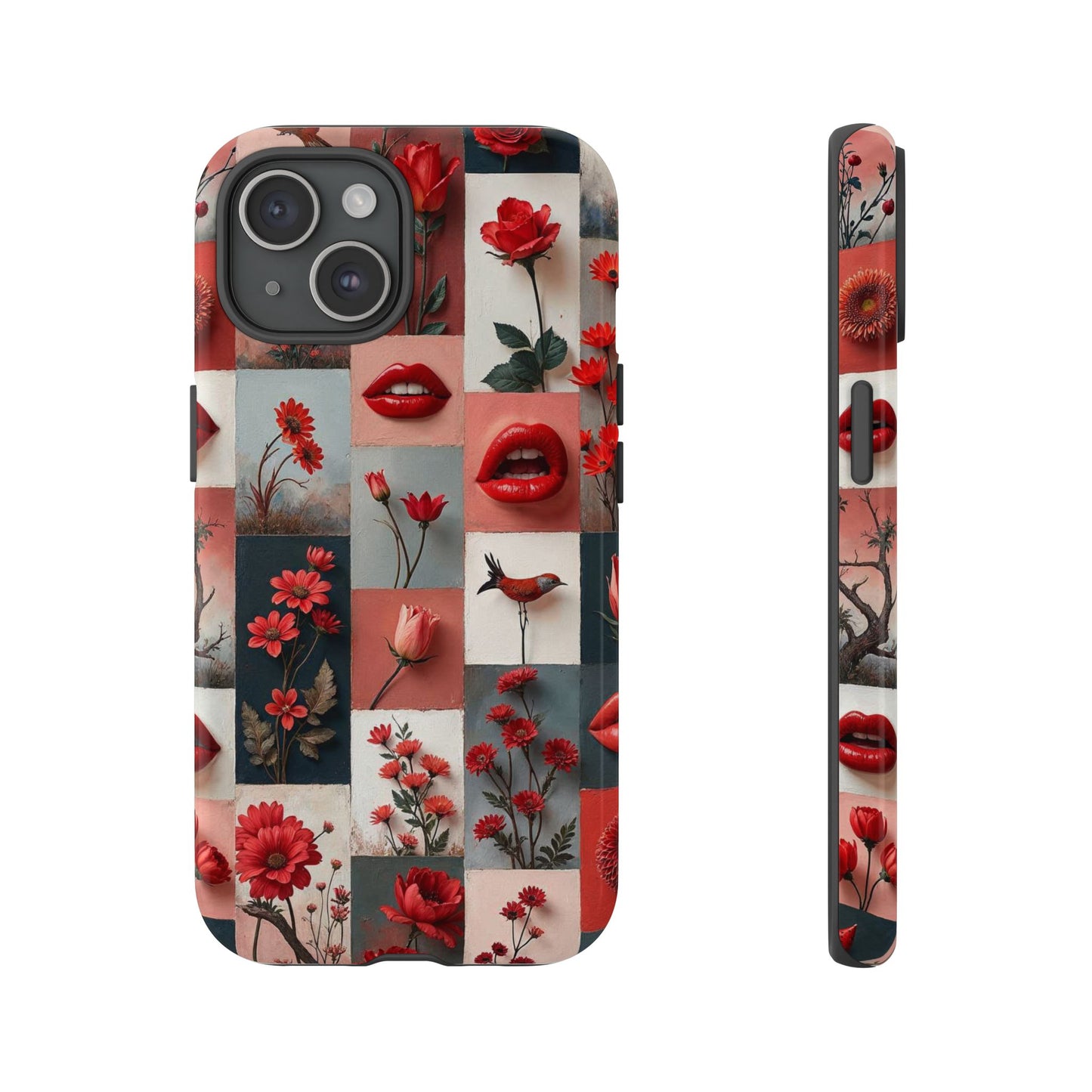 Red Flowers & Lips Collage Phone Case