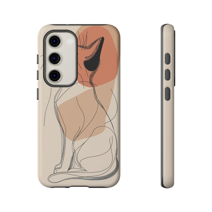 Graceful Cat Outline: Abstract Whiskered Beauty Phone Case for iPhone, Samsung & Pixel
