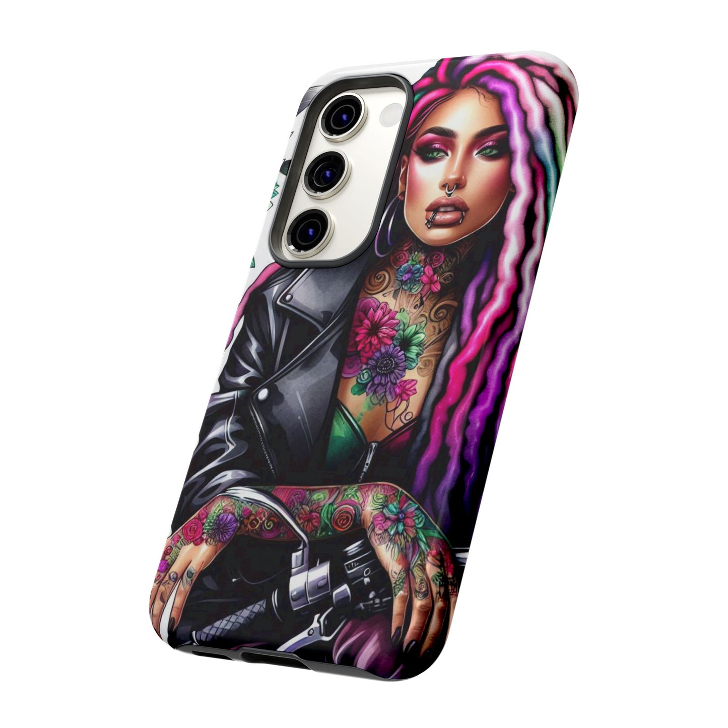 Neon Rebel – Vibrant Biker Queen Mobile Cover